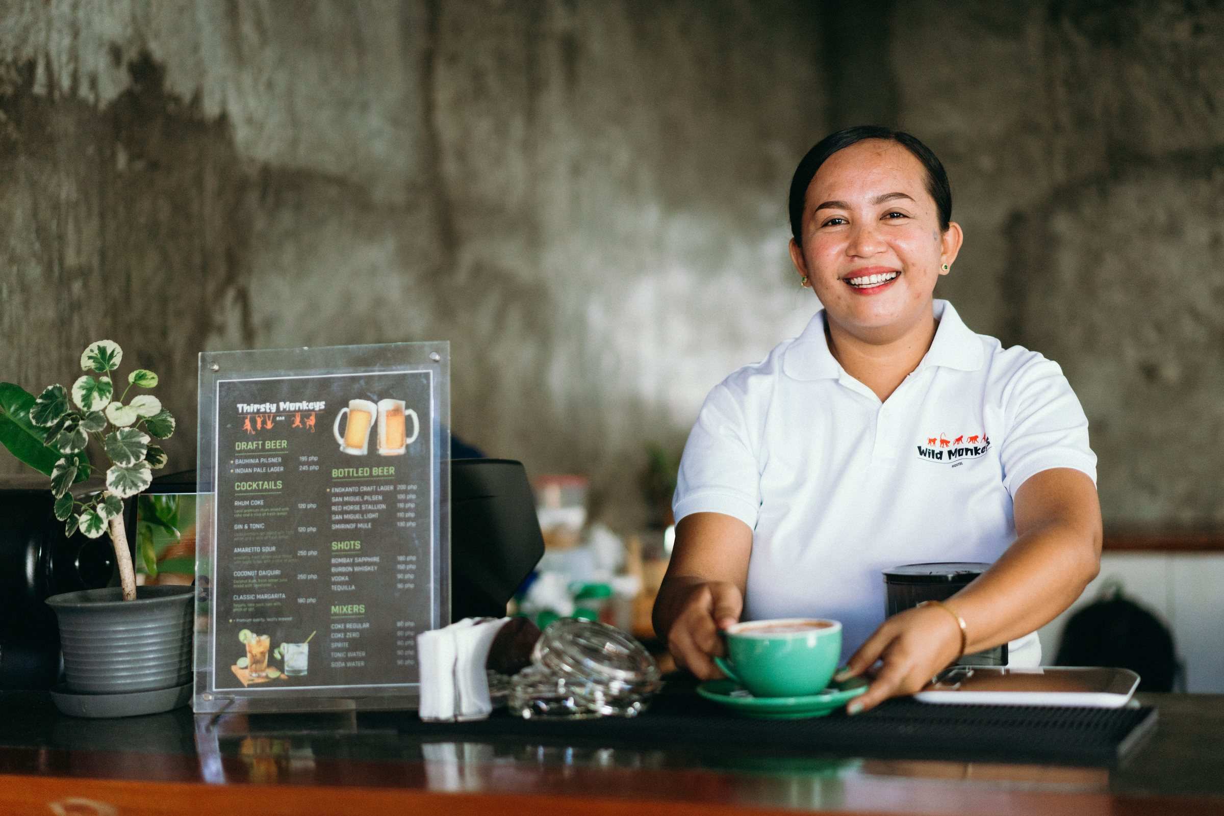 Coffee served at the counter