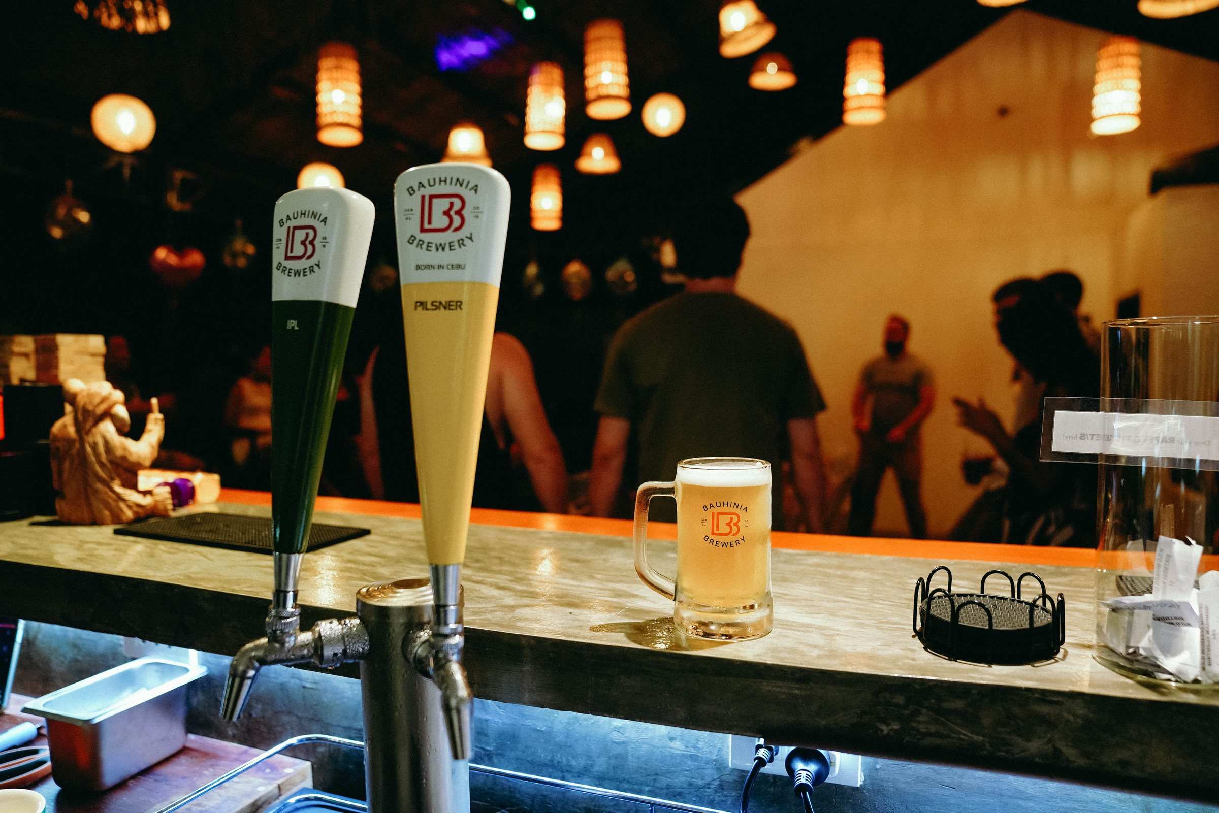 Craft beer taps at the bar