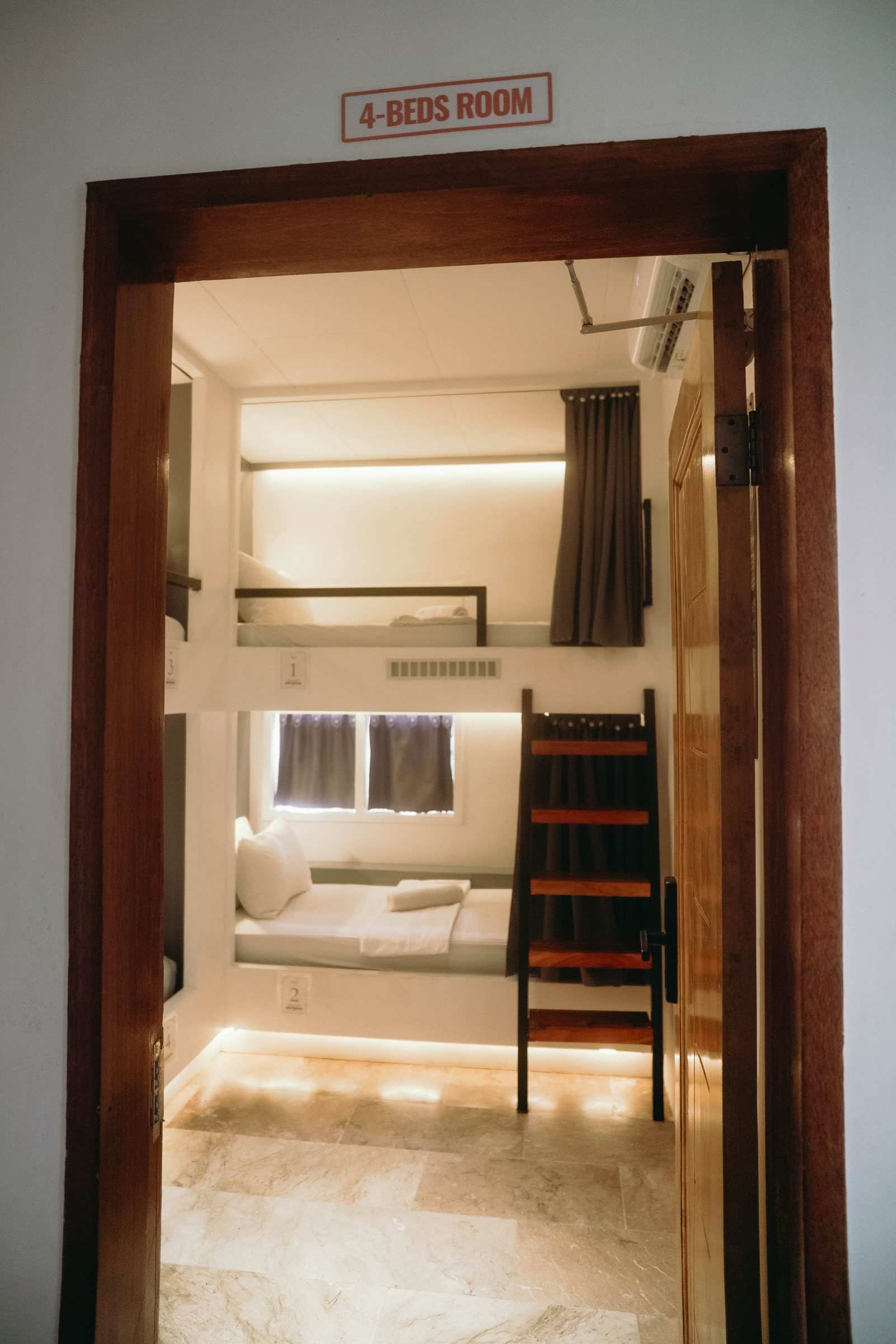 4-bed dorm seen from the doorway